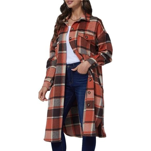 Shacket Womens Plaid Coats And Jackets Womens Long Plaid Shacket